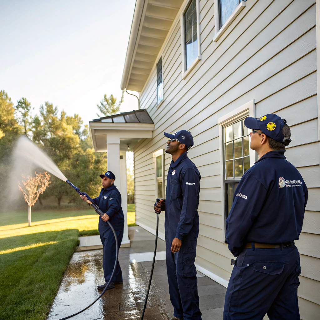 Exterior maintenance crew at work